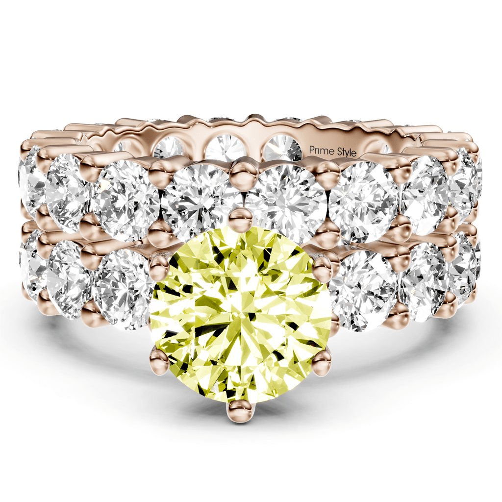 6.30 - 9.30 CT Round Cut Fancy Yellow Diamonds - Bridal Set - Primestyle.com