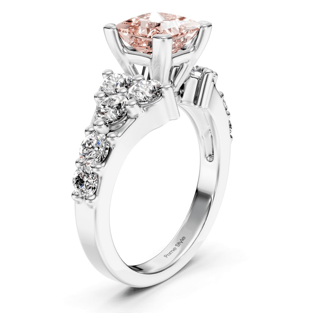 2.40 - 5.40 CT Princess & Round Cut Fancy Pink Diamonds - Engagement Ring - Primestyle.com