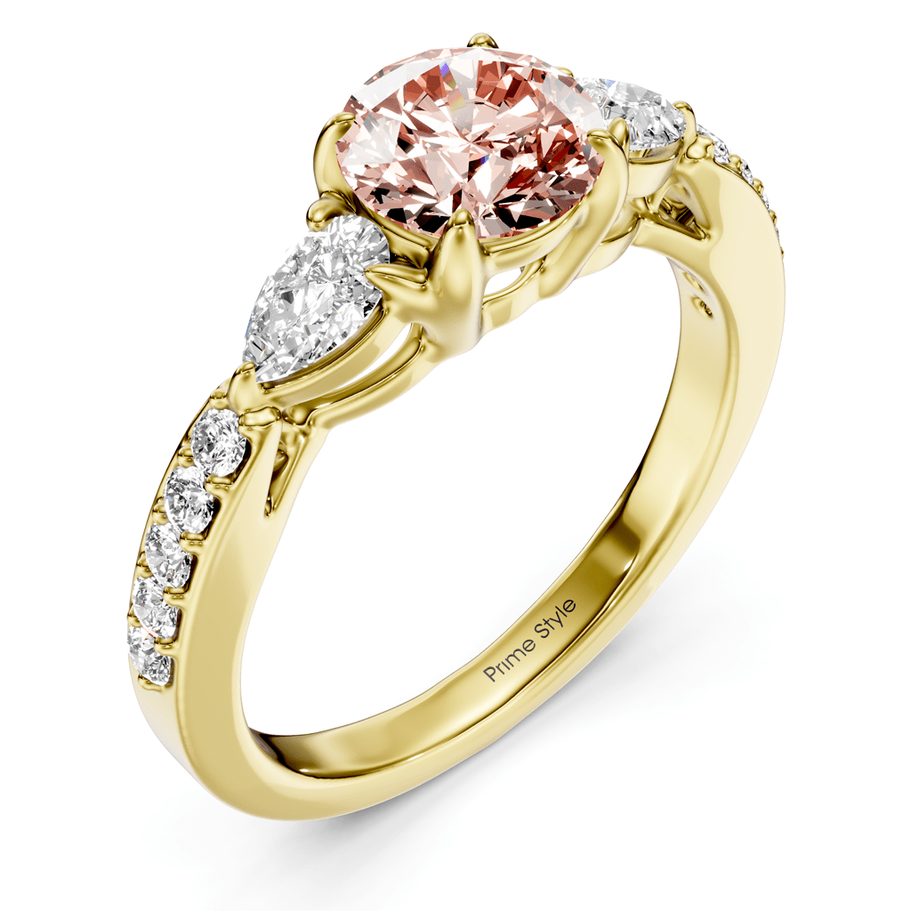 1.50-4.50 CT Pear & Round Cut Fancy Pink Diamonds - Engagement Ring