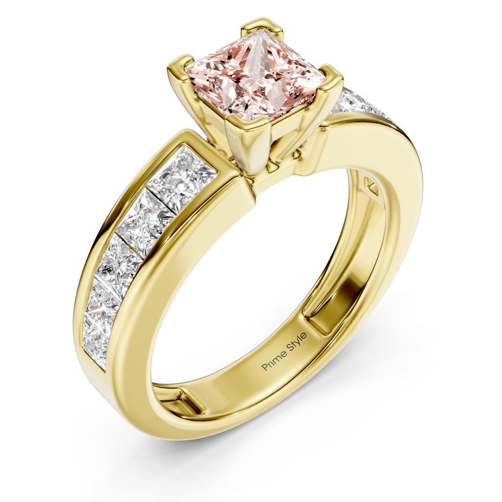 2.20-5.20 CT Princess Cut Fancy Pink Diamonds - Engagement Ring