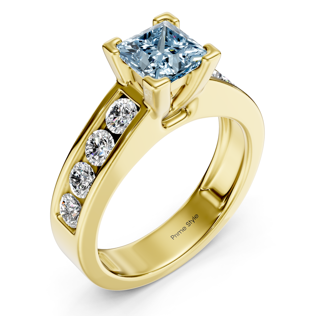 1.80-4.80 CT Princess & Round Cut Fancy Blue Diamonds - Engagement Ring