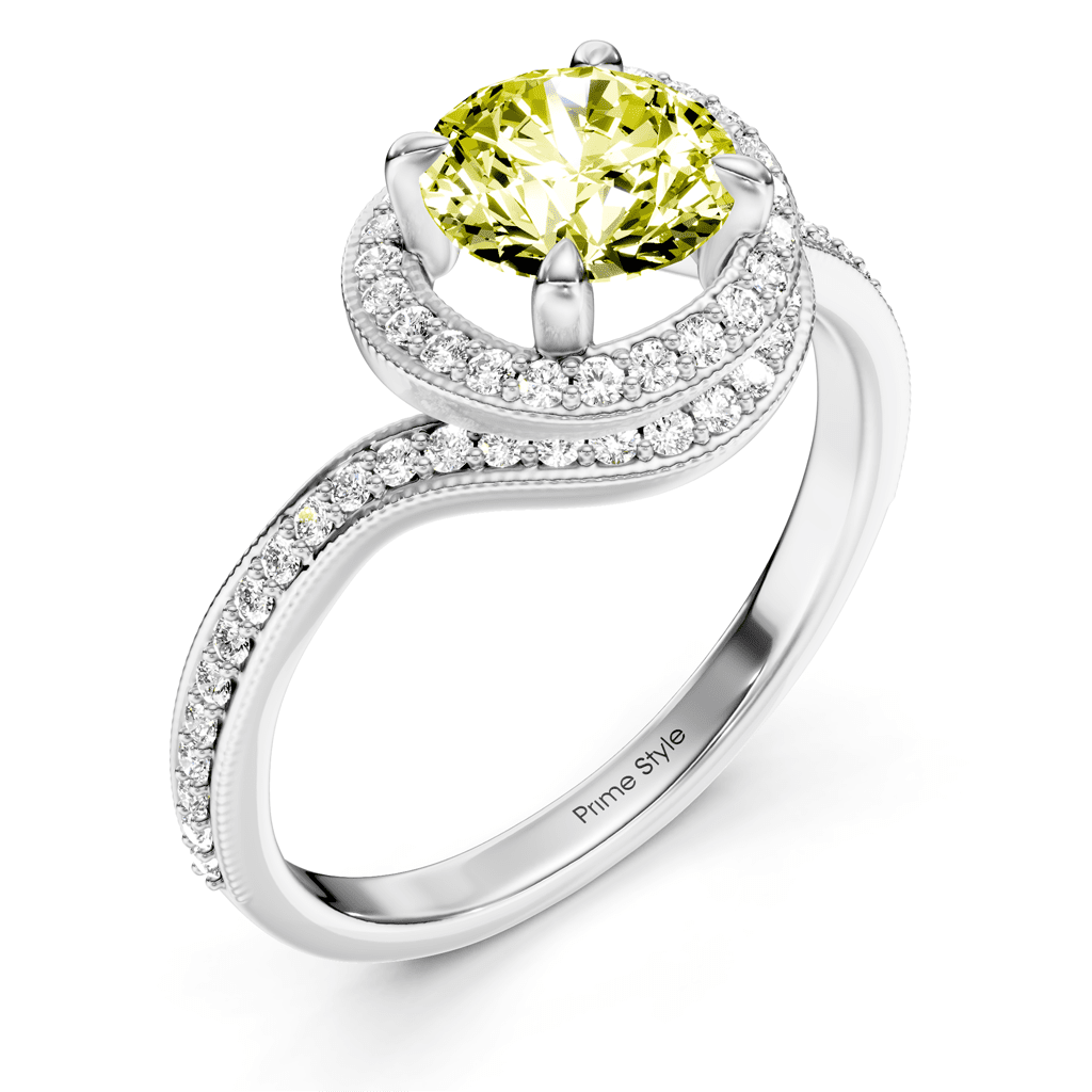 1.25 - 4.25 CT Round Cut Fancy Yellow Diamonds - Engagement Ring - Primestyle.com