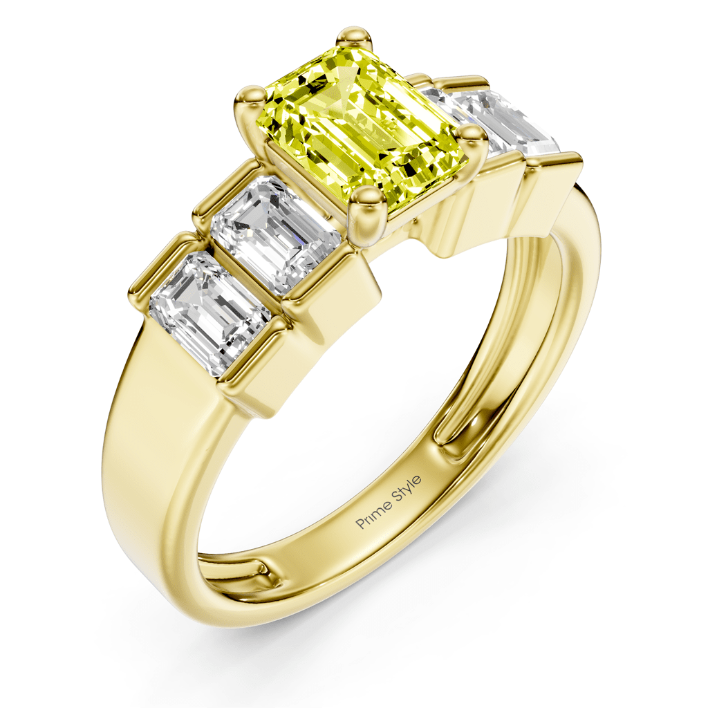 2.30-5.30 CT Emerald Cut Fancy Yellow Diamonds - Engagement Ring