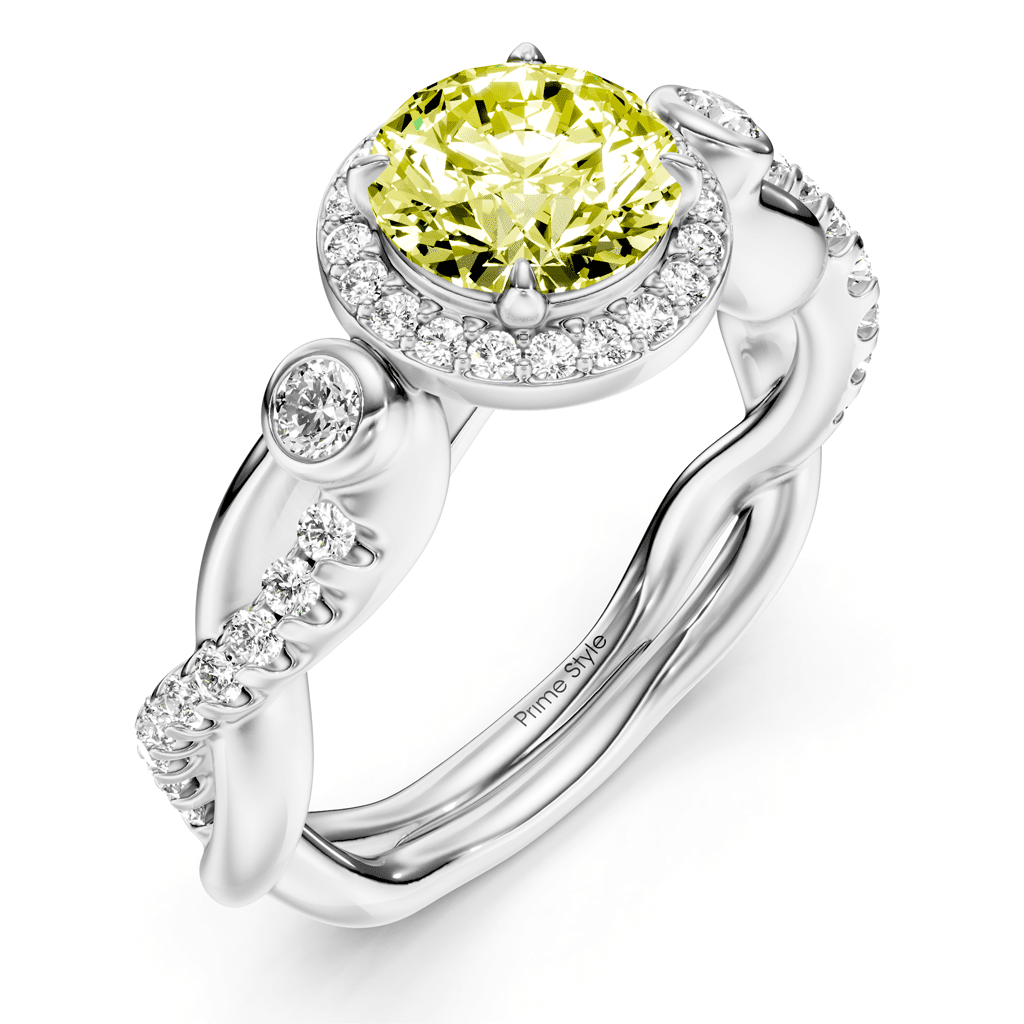 1.70 - 4.70 CT Princess & Round Cut Fancy Yellow Diamonds - Engagement Ring - Primestyle.com
