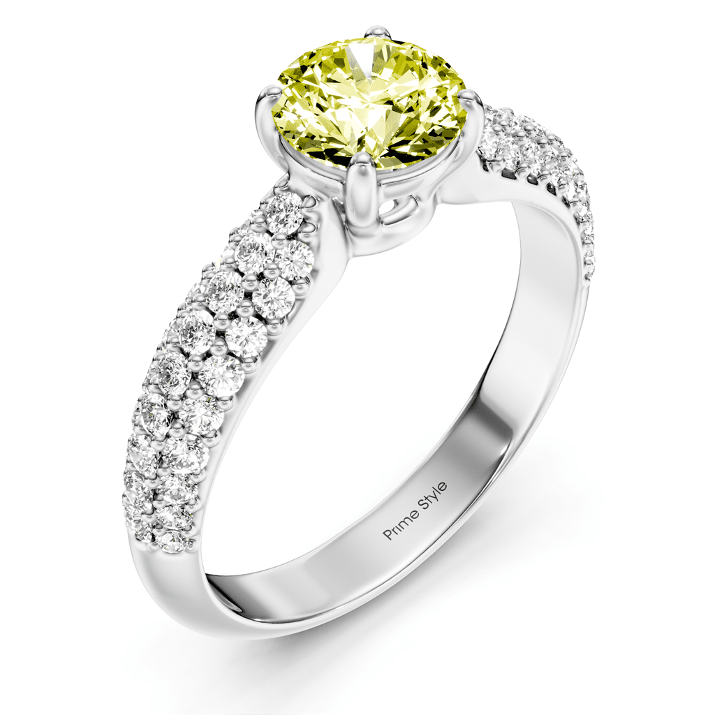 1.50 - 4.50 CT Round Cut Fancy Yellow Diamonds - Engagement Ring - Primestyle.com
