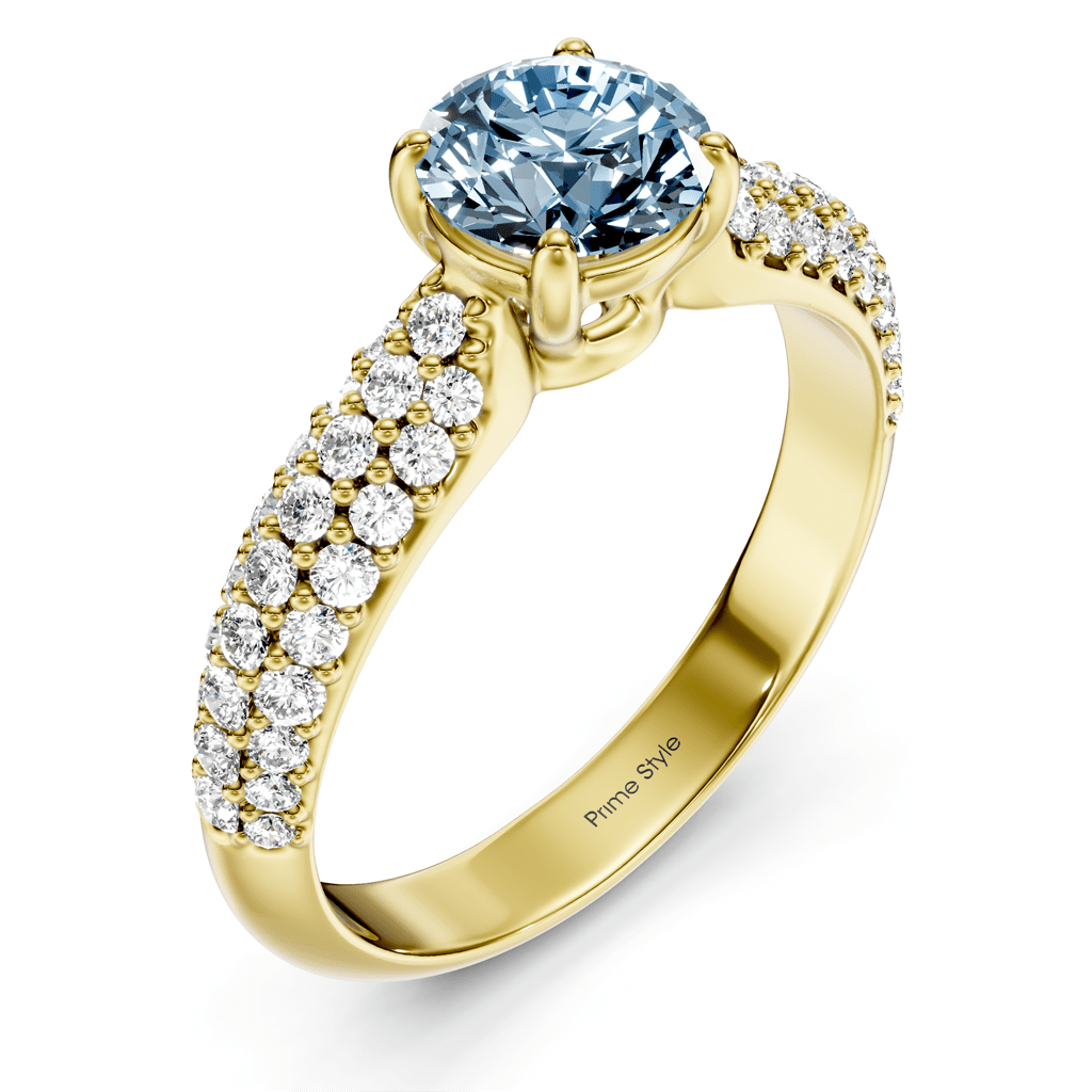 1.50 - 4.50 CT Round Cut Fancy Blue Diamonds - Engagement Ring - Primestyle.com
