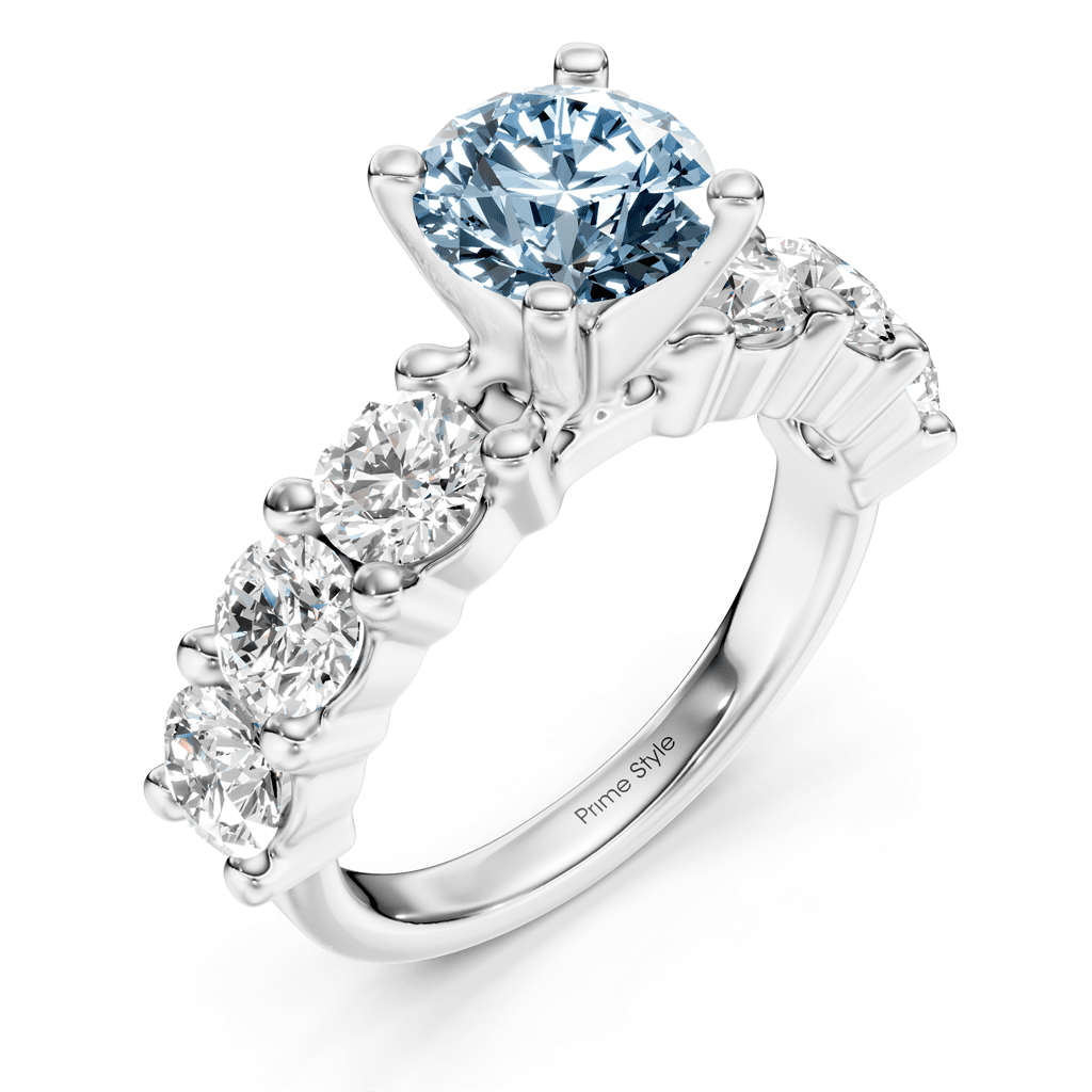 2.50 - 5.50 CT Round Cut Fancy Blue Diamonds - Engagement Ring - Primestyle.com