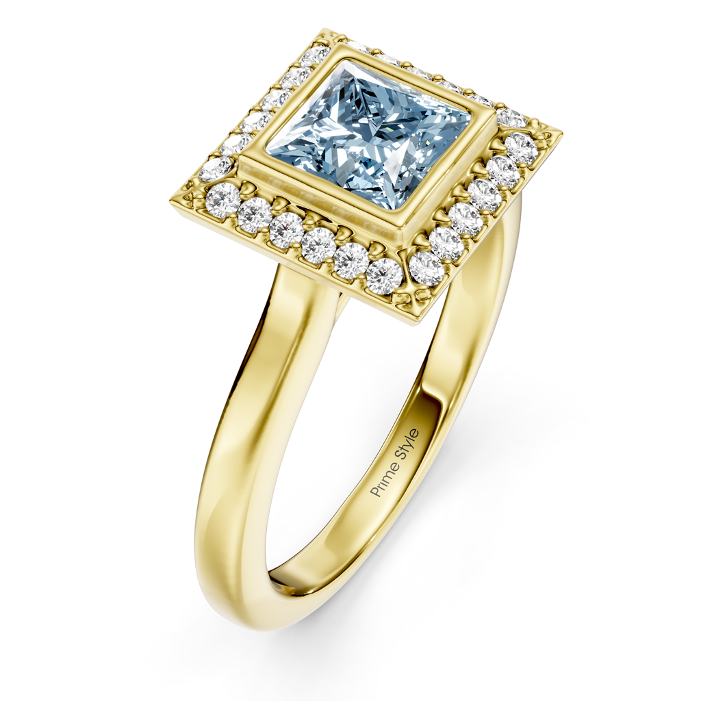 1.14-4.14 CT Princess & Round Cut Fancy Blue Diamonds - Engagement Ring