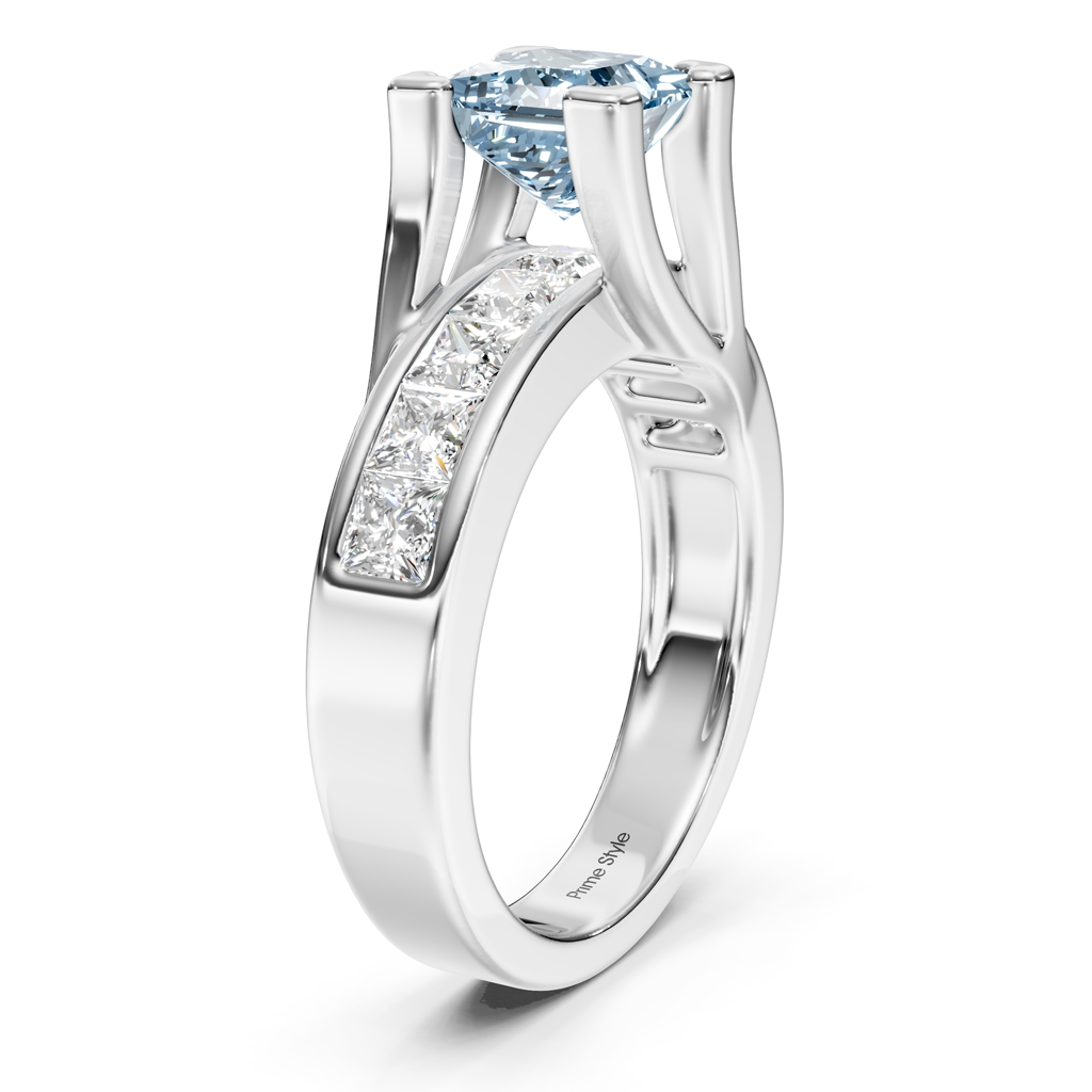 2.20-5.20 CT Princess Cut Fancy Blue Diamonds - Engagement Ring