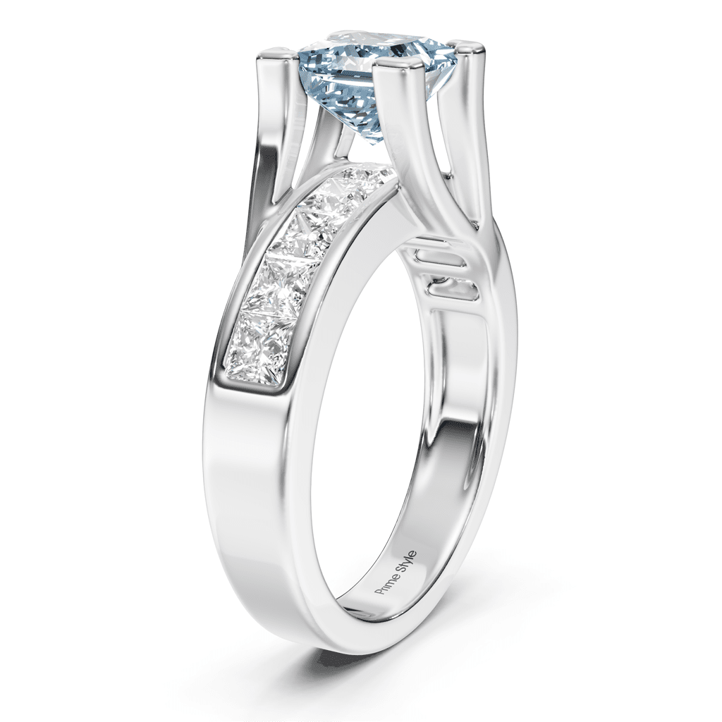 2.20-5.20 CT Princess Cut Fancy Blue Diamonds - Engagement Ring