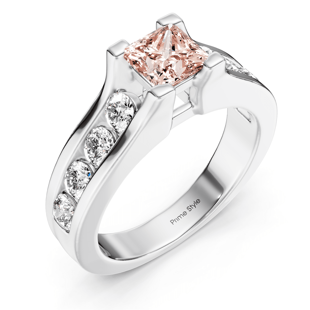 1.80 - 4.80 CT Princess & Round Cut Fancy Pink Diamonds - Engagement Ring - Primestyle.com