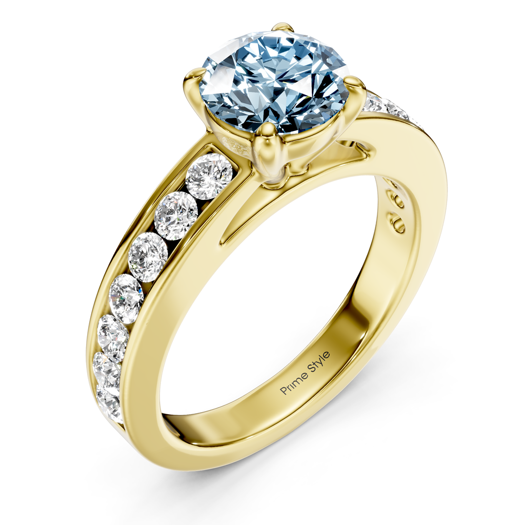 1.65-4.65 CT Round Cut Fancy Blue Diamonds - Engagement Ring