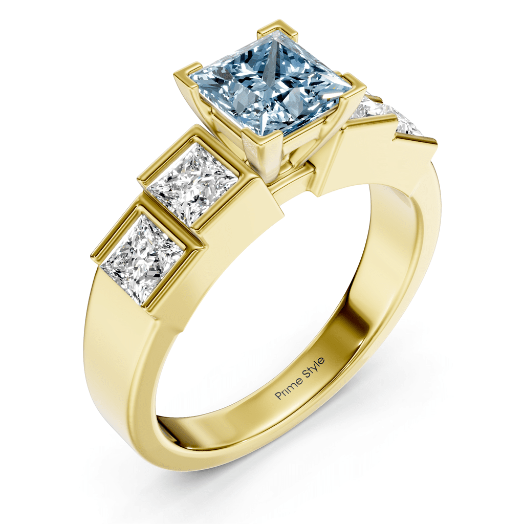 1.80 - 4.80 CT Princess Cut Fancy Blue Diamonds - Engagement Ring - Primestyle.com