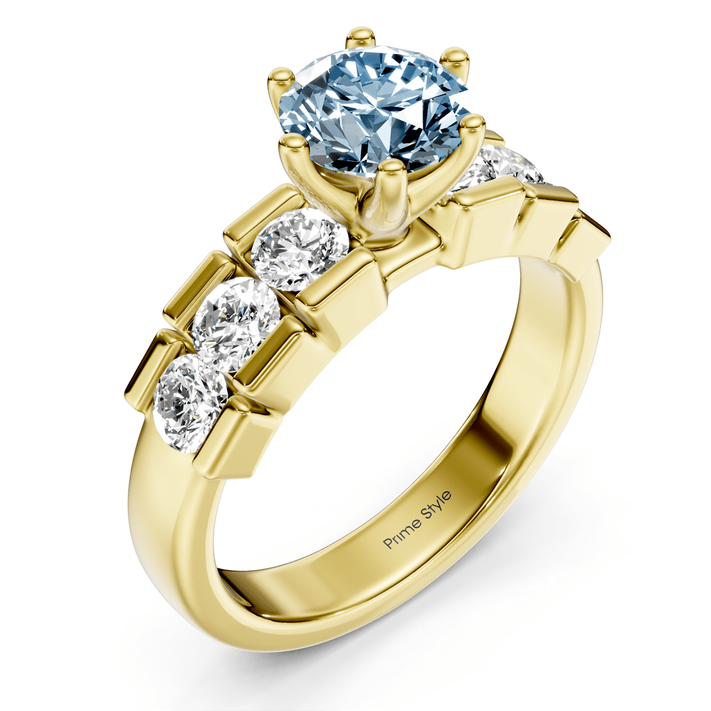 1.85 - 4.85 CT Round Cut Fancy Blue Diamonds - Engagement Ring - Primestyle.com