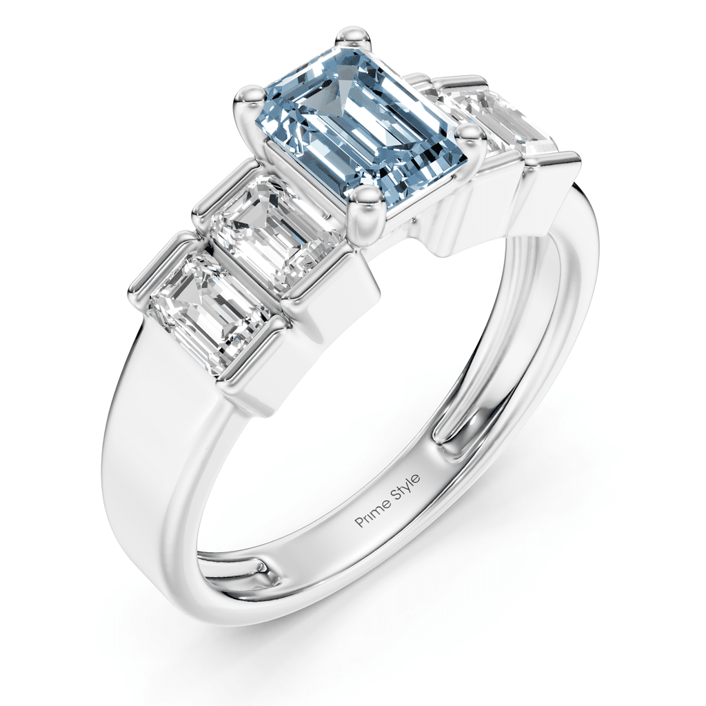 2.30 - 5.30 CT Emerald Cut Fancy Blue Diamonds - Engagement Ring - Primestyle.com