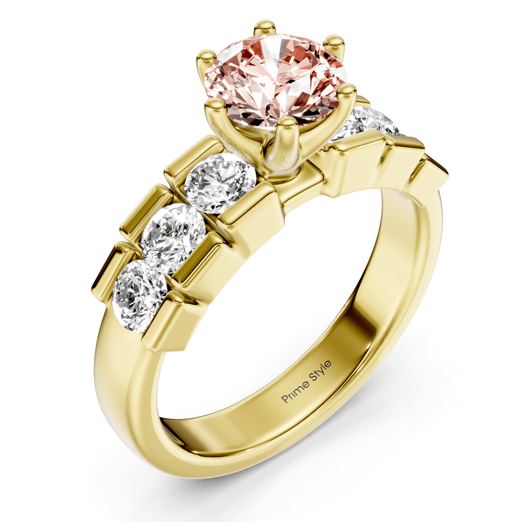 1.85 - 4.85 CT Round Cut Fancy Pink Diamonds - Engagement Ring - Primestyle.com