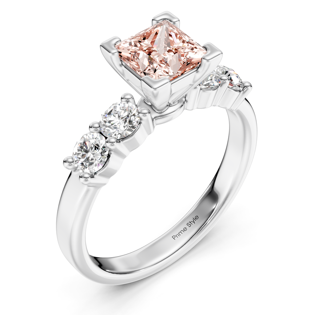 1.60-4.60 CT Princess & Round Cut Fancy Pink Diamonds - Engagement Ring