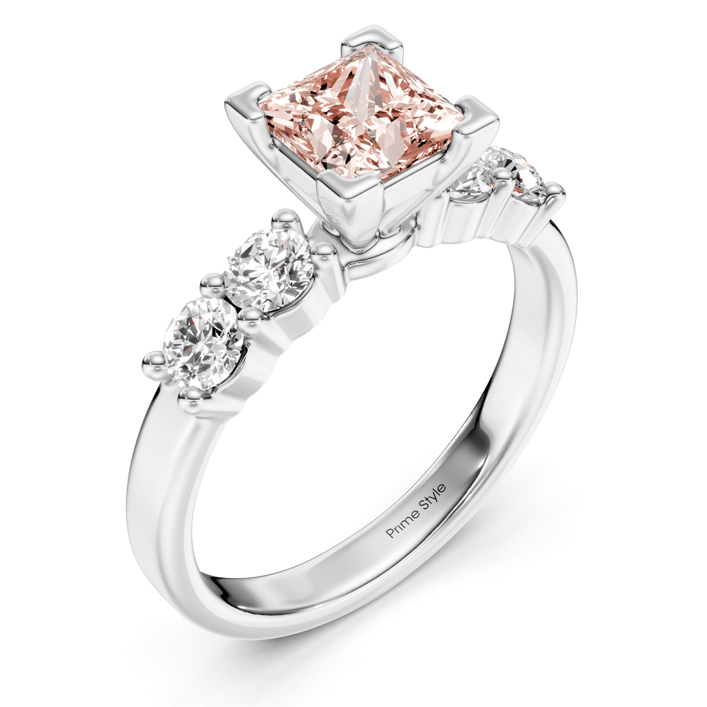 1.60-4.60 CT Princess & Round Cut Fancy Pink Diamonds - Engagement Ring