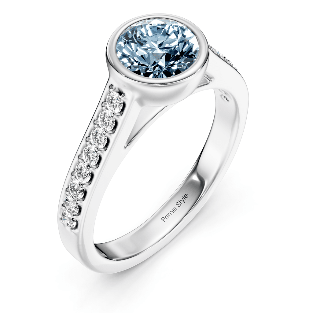 1.20-4.20 CT Round Cut Fancy Blue Diamonds - Engagement Ring