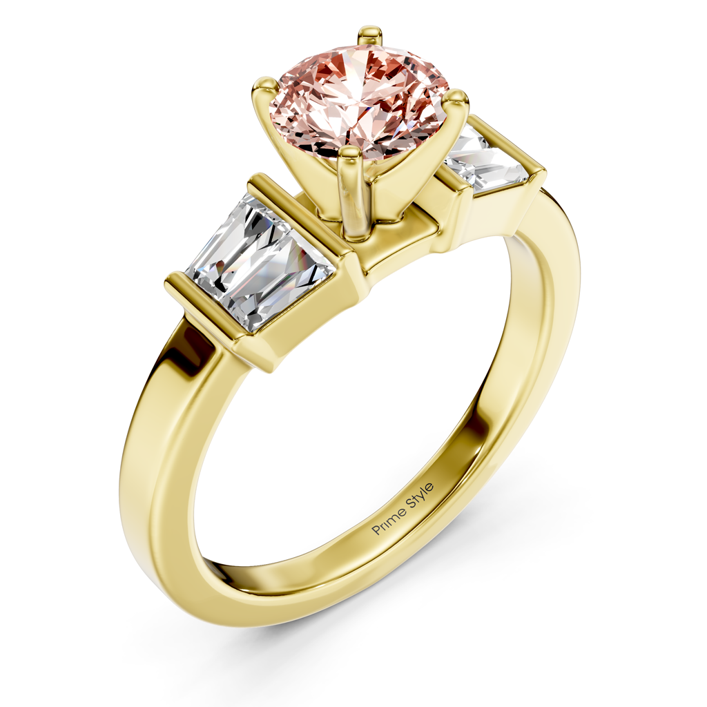 1.40-4.40 CT Round & Taper Cut Fancy Pink Diamonds - Engagement Ring