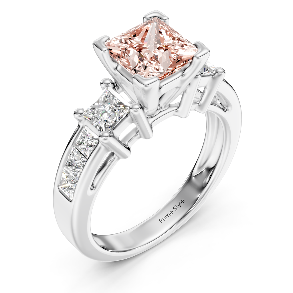 1.85-4.85 CT Princess Cut Fancy Pink Diamonds - Engagement Ring