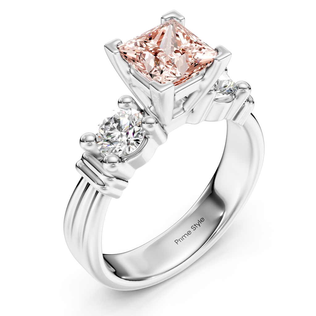 1.50-4.50 CT Princess & Round Cut Fancy Pink Diamonds - Engagement Ring