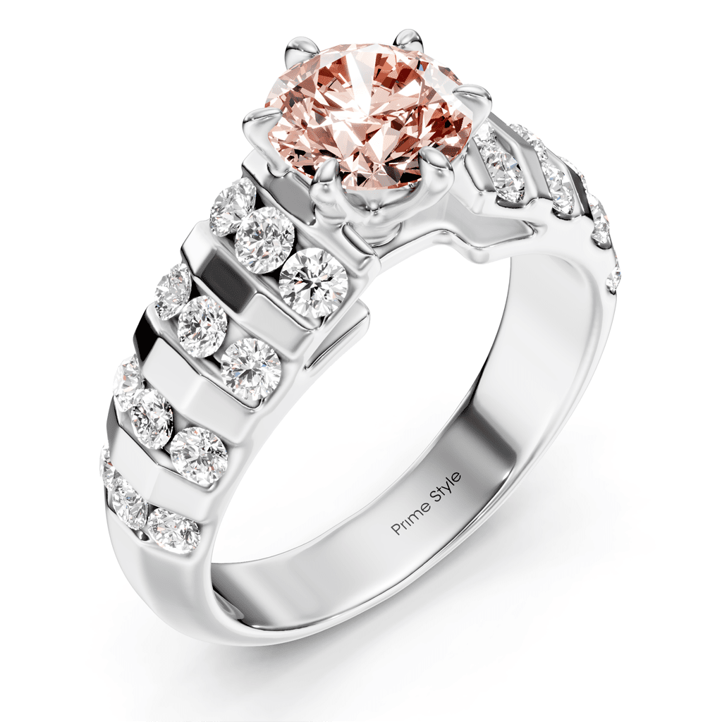 1.75 - 4.75 CT Round Cut Fancy Pink Diamonds - Engagement Ring - Primestyle.com
