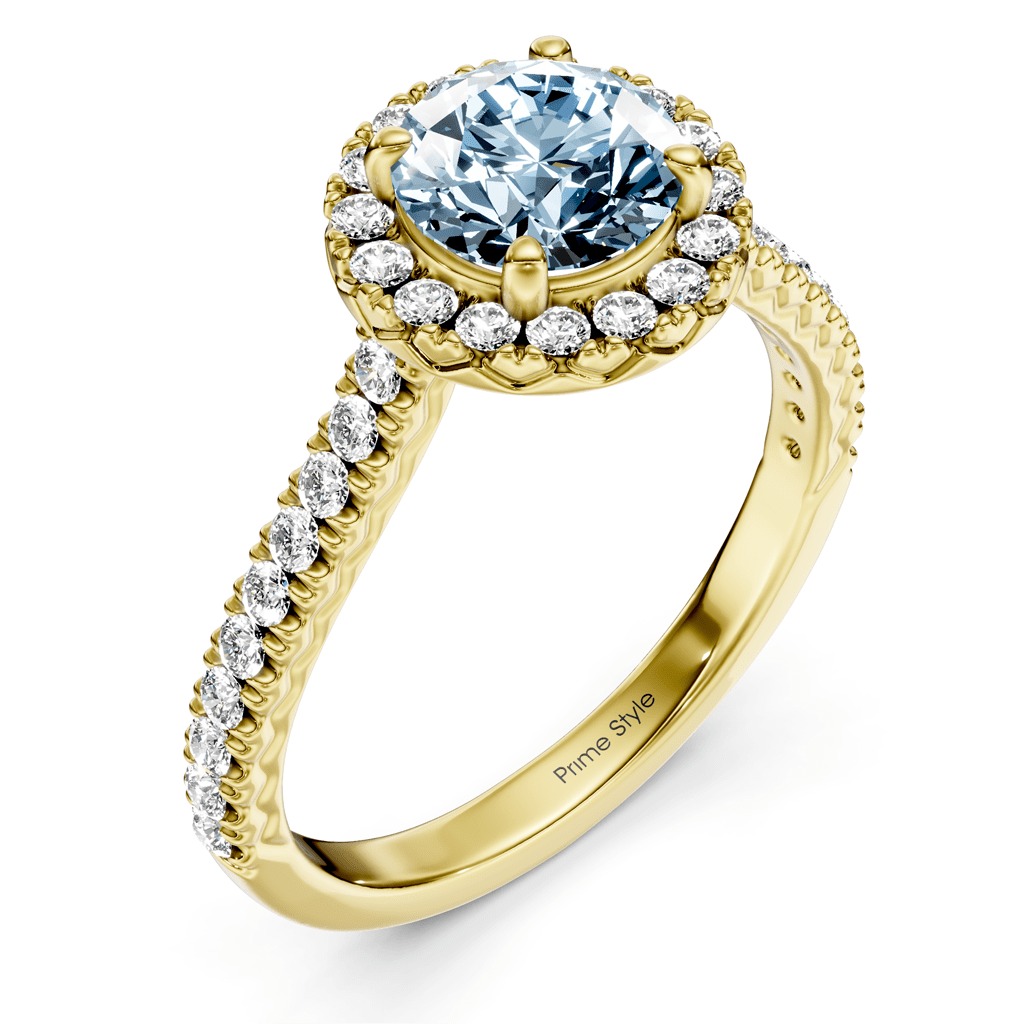 1.45 - 4.45 CT Round Cut Fancy Blue Diamonds - Engagement Ring - Primestyle.com