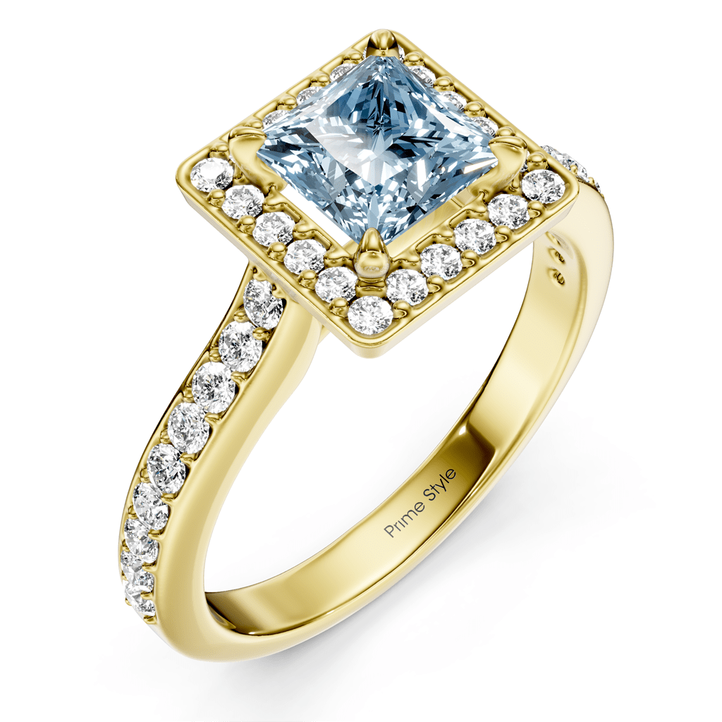 1.40 - 4.40 CT Princess & Round Cut Fancy Blue Diamonds - Engagement Ring - Primestyle.com