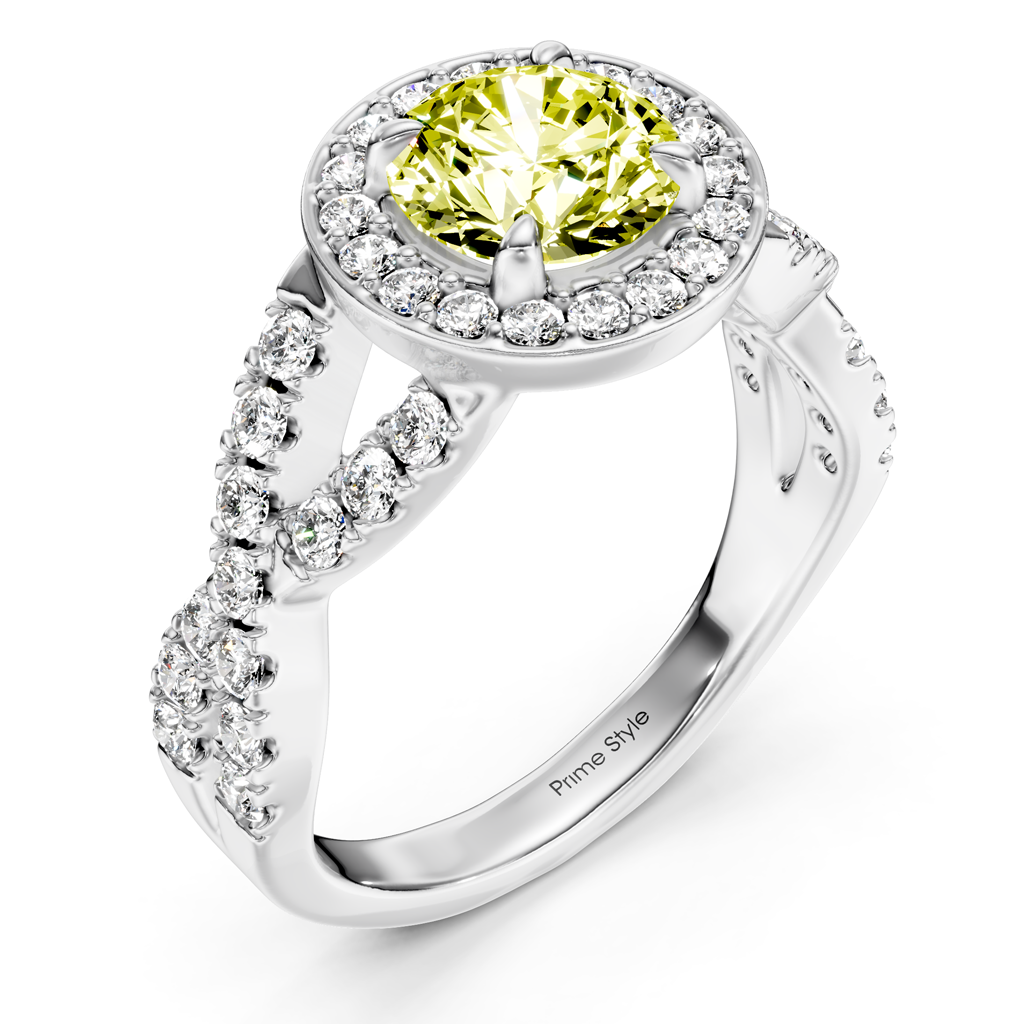 1.65-4.65 CT Round Cut Fancy Yellow Diamonds - Engagement Ring