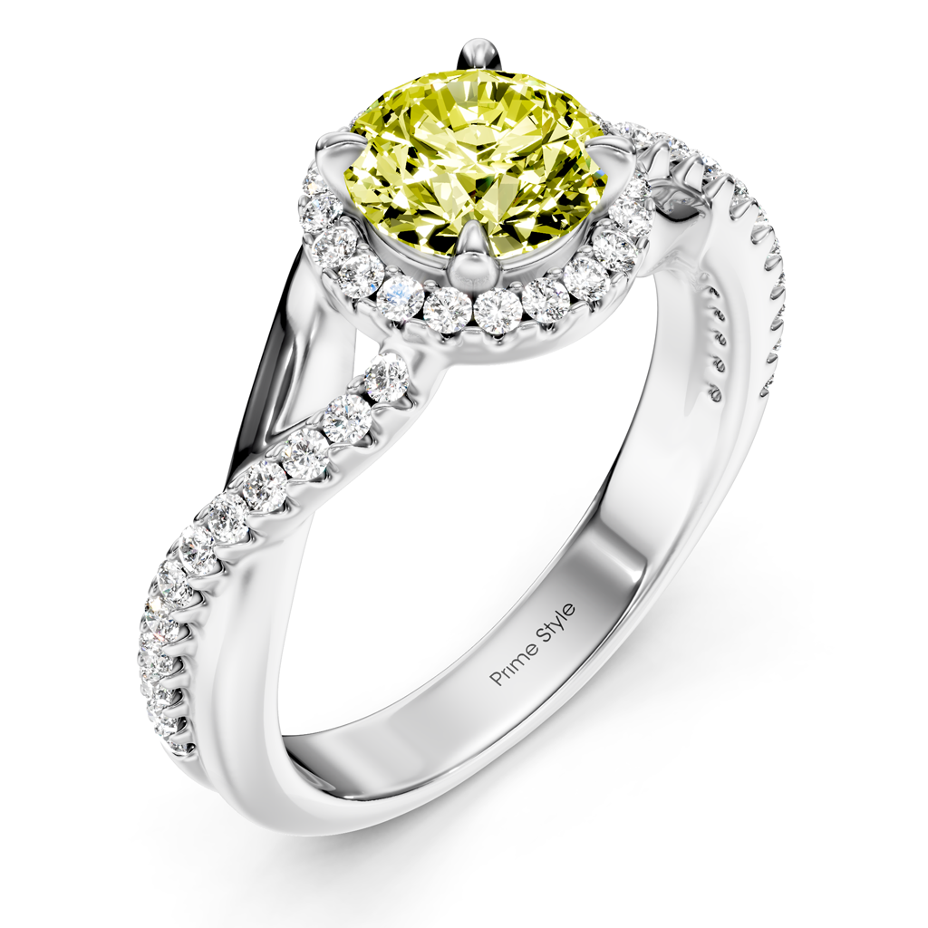 1.25-4.25 CT Round Cut Fancy Yellow Diamonds - Engagement Ring