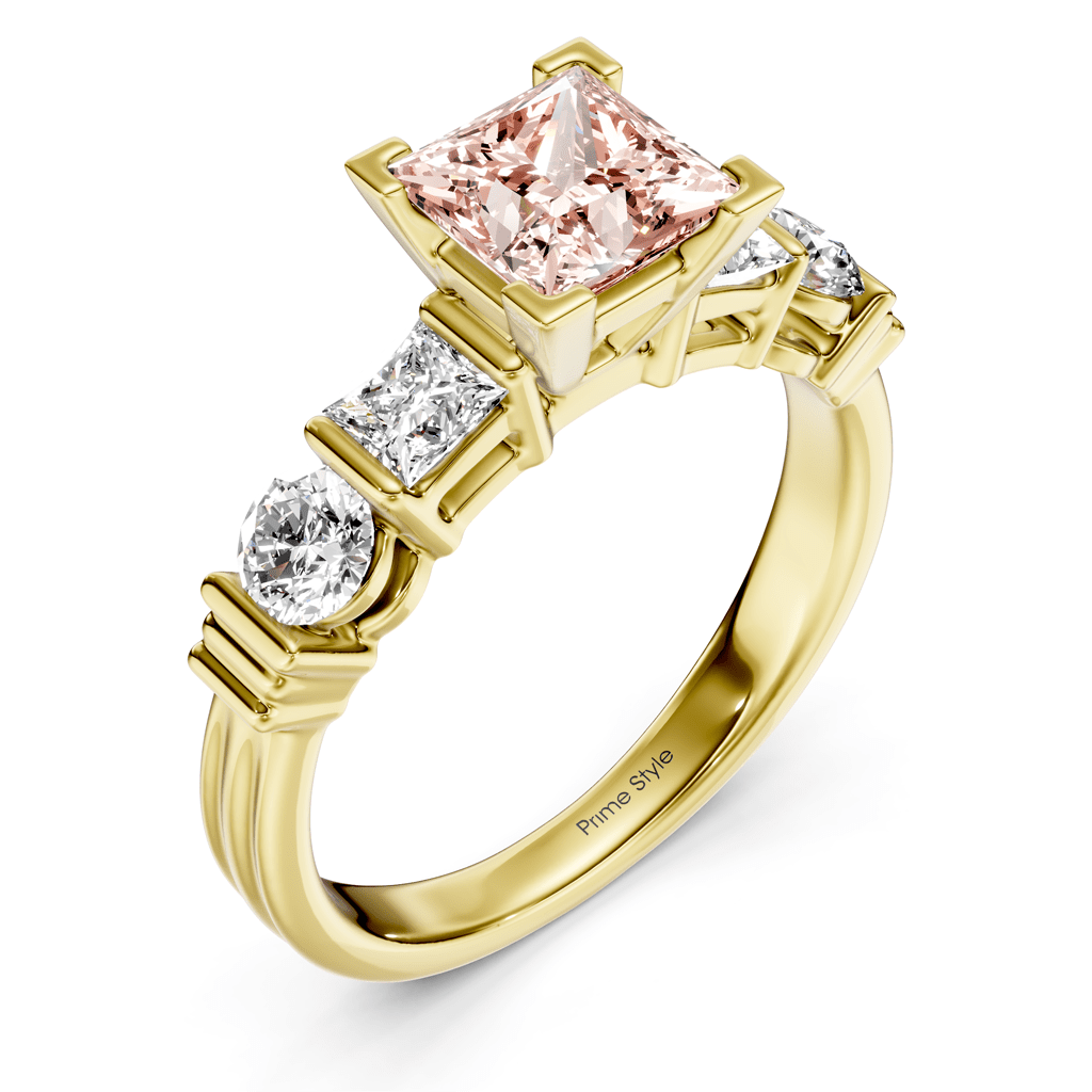 1.70 - 4.70 CT Princess & Round Cut Fancy Pink Diamonds - Engagement Ring - Primestyle.com