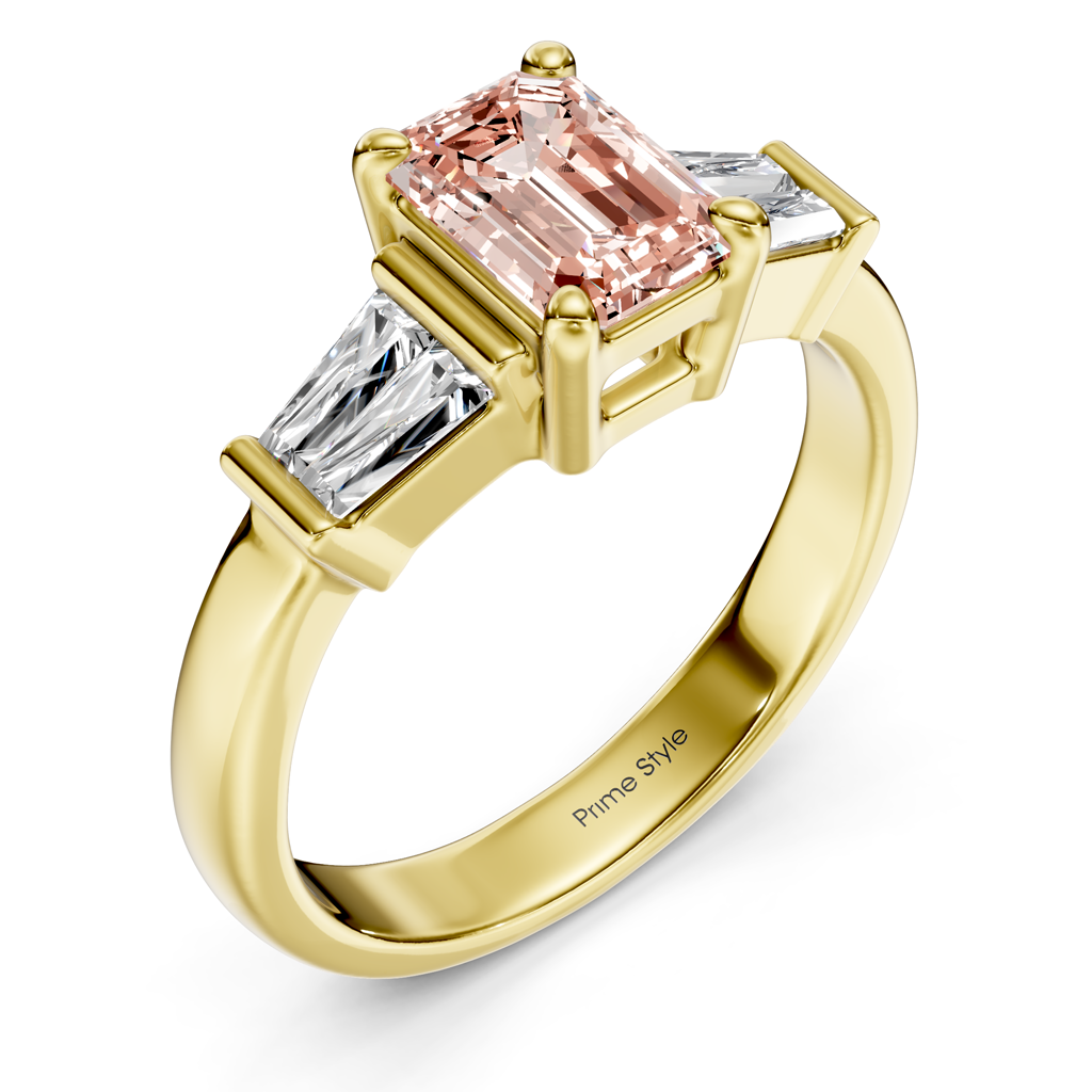 1.40-4.40 CT Emerald & Taper Cut Fancy Pink Diamonds - Engagement Ring