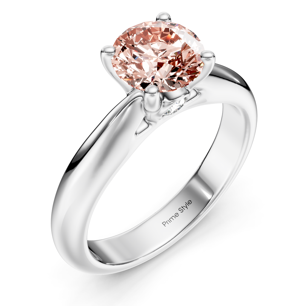 1.10-4.10 CT Round Cut Fancy Pink Diamonds - Engagement Ring