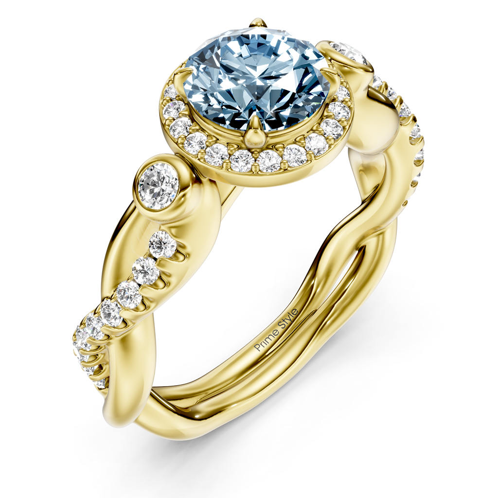 1.47-4.47 CT Round Cut Fancy Blue Diamonds - Engagement Ring