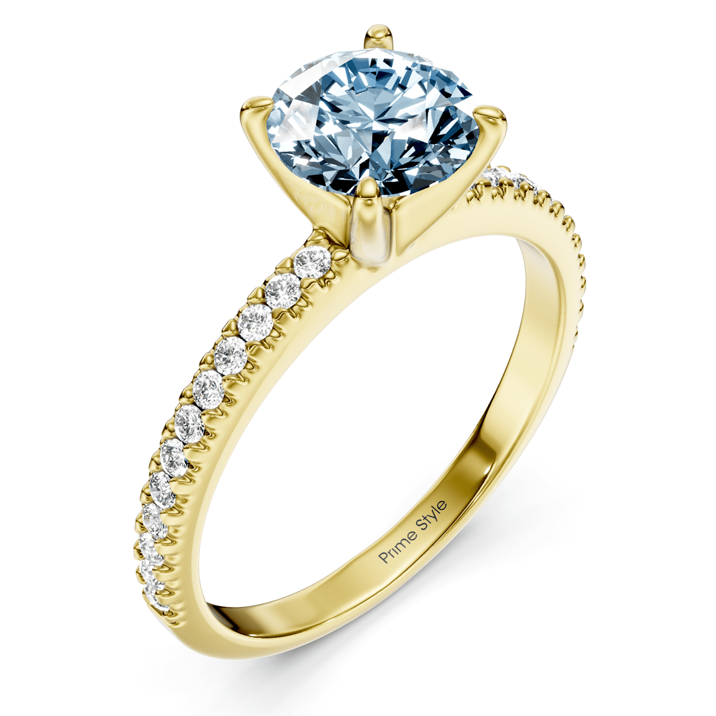 1.20 - 4.20 CT Round Cut Fancy Blue Diamonds - Engagement Ring - Primestyle.com