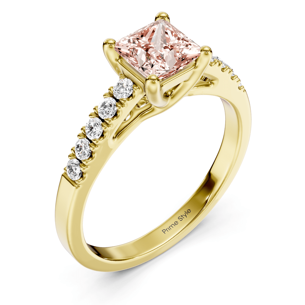 1.25 - 4.25 CT Princess & Round Cut Fancy Pink Diamonds - Engagement Ring - Primestyle.com