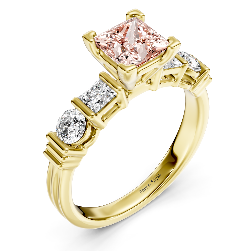 1.70-4.70 CT Princess & Round Cut Fancy Pink Diamonds - Engagement Ring