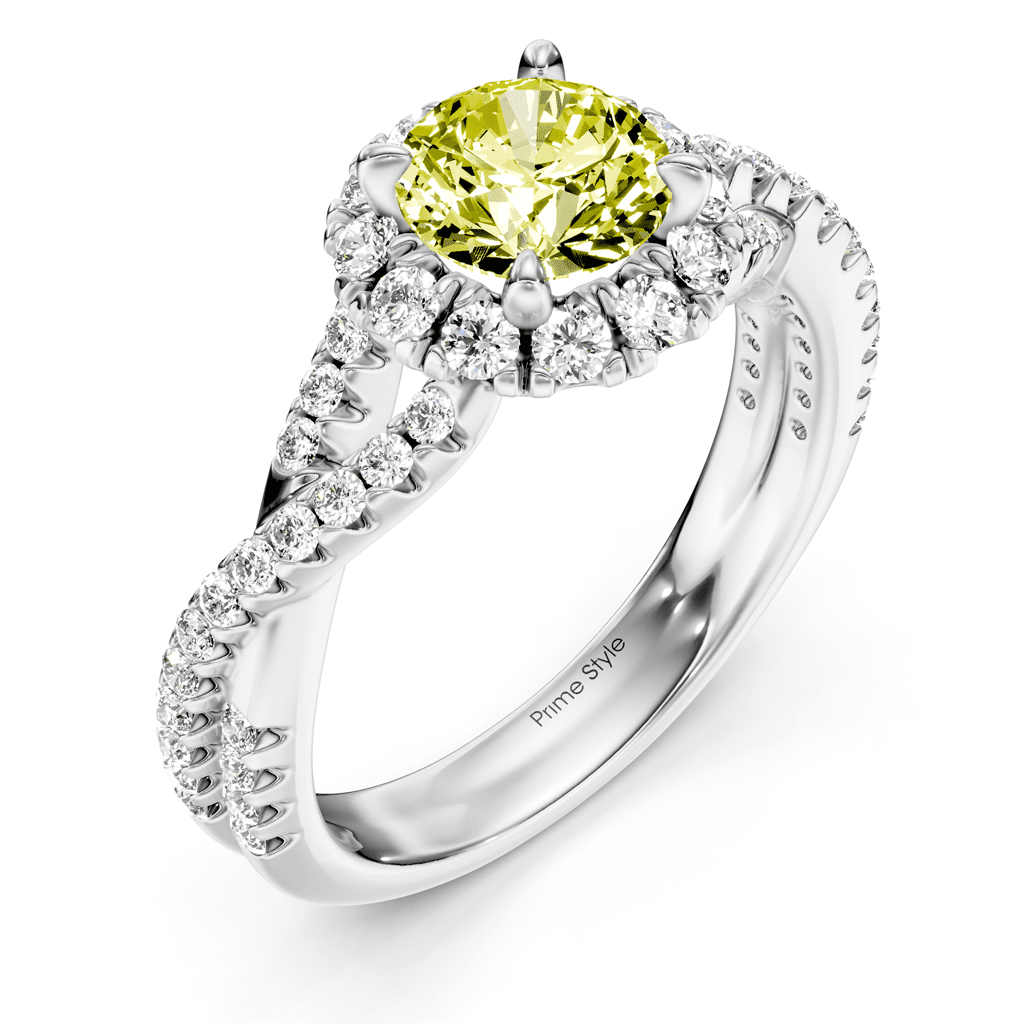 1.45 - 4.45 CT Round Cut Fancy Yellow Diamonds - Engagement Ring - Primestyle.com