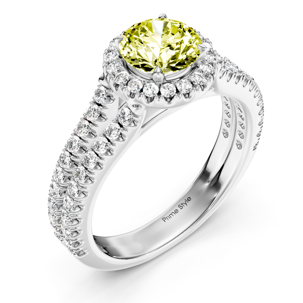 1.60-4.60 CT Round Cut Fancy Yellow Diamonds - Engagement Ring