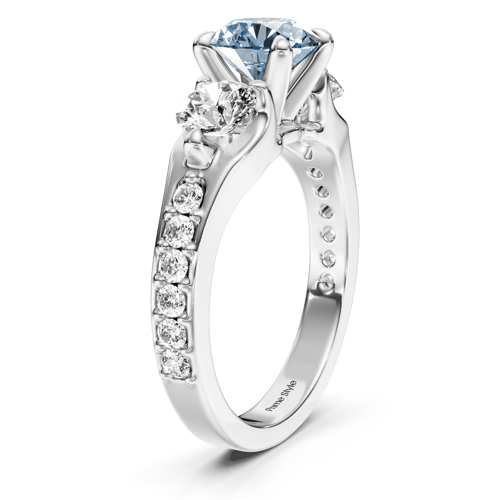 2.05 - 5.05 CT Round Cut Fancy Blue Diamonds - Engagement Ring - Primestyle.com