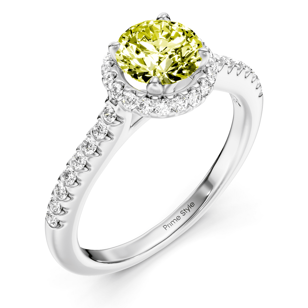 1.30 - 4.30 CT Round Cut Fancy Yellow Diamonds - Engagement Ring - Primestyle.com