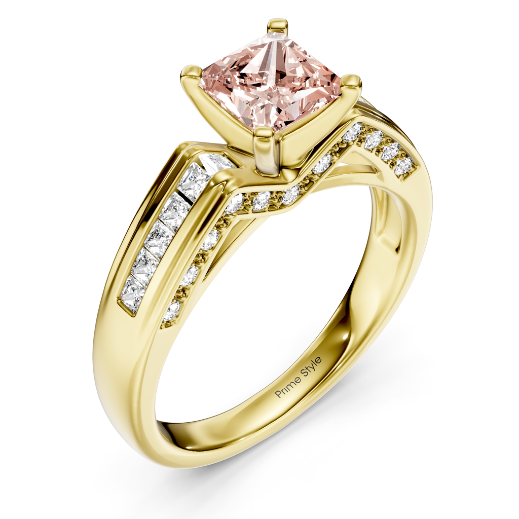 1.45-4.45 CT Princess & Round Cut Fancy Pink Diamonds - Engagement Ring