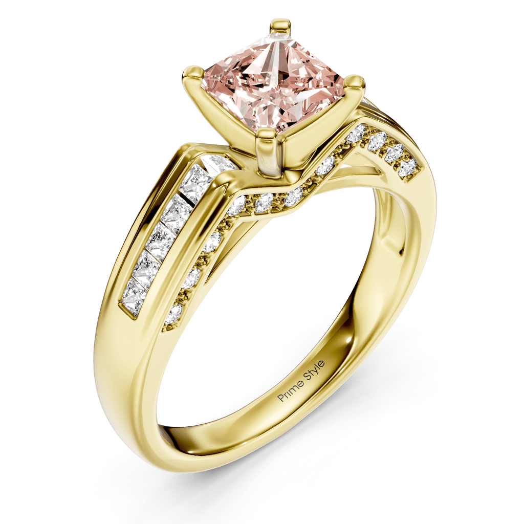 1.45 - 4.45 CT Princess & Round Cut Fancy Pink Diamonds - Engagement Ring - Primestyle.com