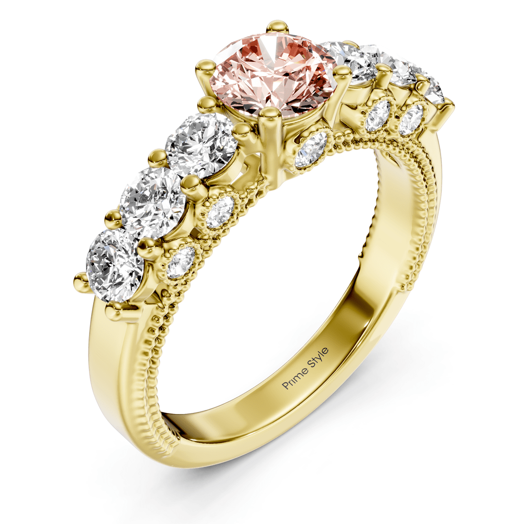 2.10 - 5.10 CT Round Cut Fancy Pink Diamonds - Engagement Ring - Primestyle.com
