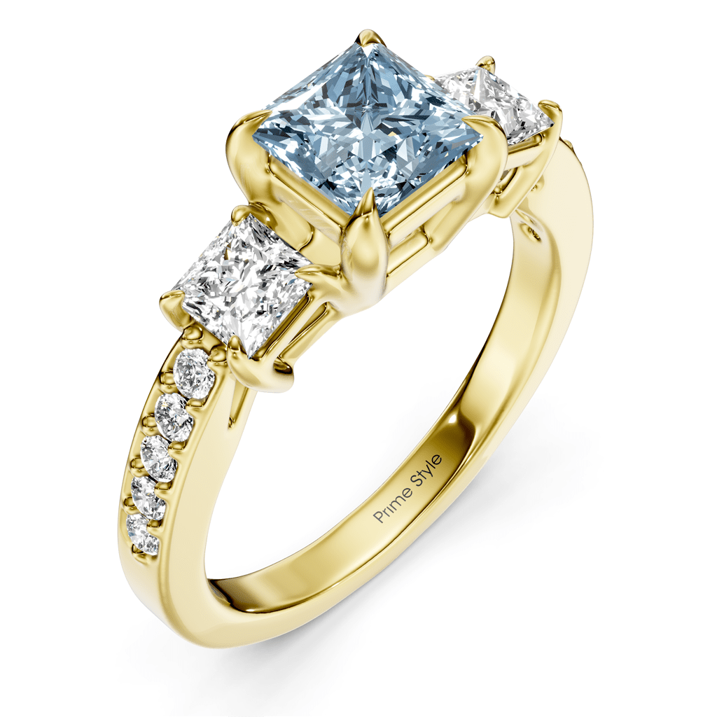 1.85 - 4.85 CT Princess & Round Cut Fancy Blue Diamonds - Engagement Ring - Primestyle.com