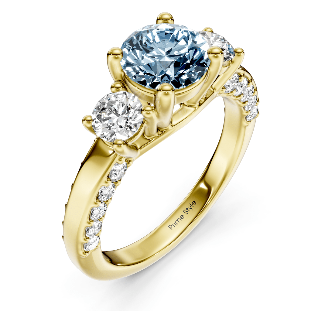 1.90-4.90 CT Round Cut Fancy Blue Diamonds - Engagement Ring