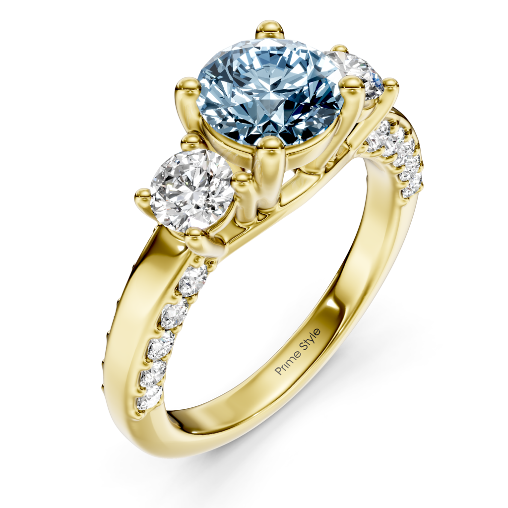 1.90-4.90 CT Round Cut Fancy Blue Diamonds - Engagement Ring