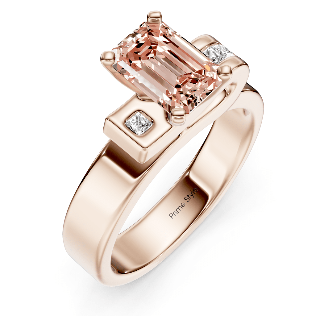 1.10 - 4.10 CT Emerald & Princess Cut Fancy Pink Diamonds - Engagement Ring - Primestyle.com