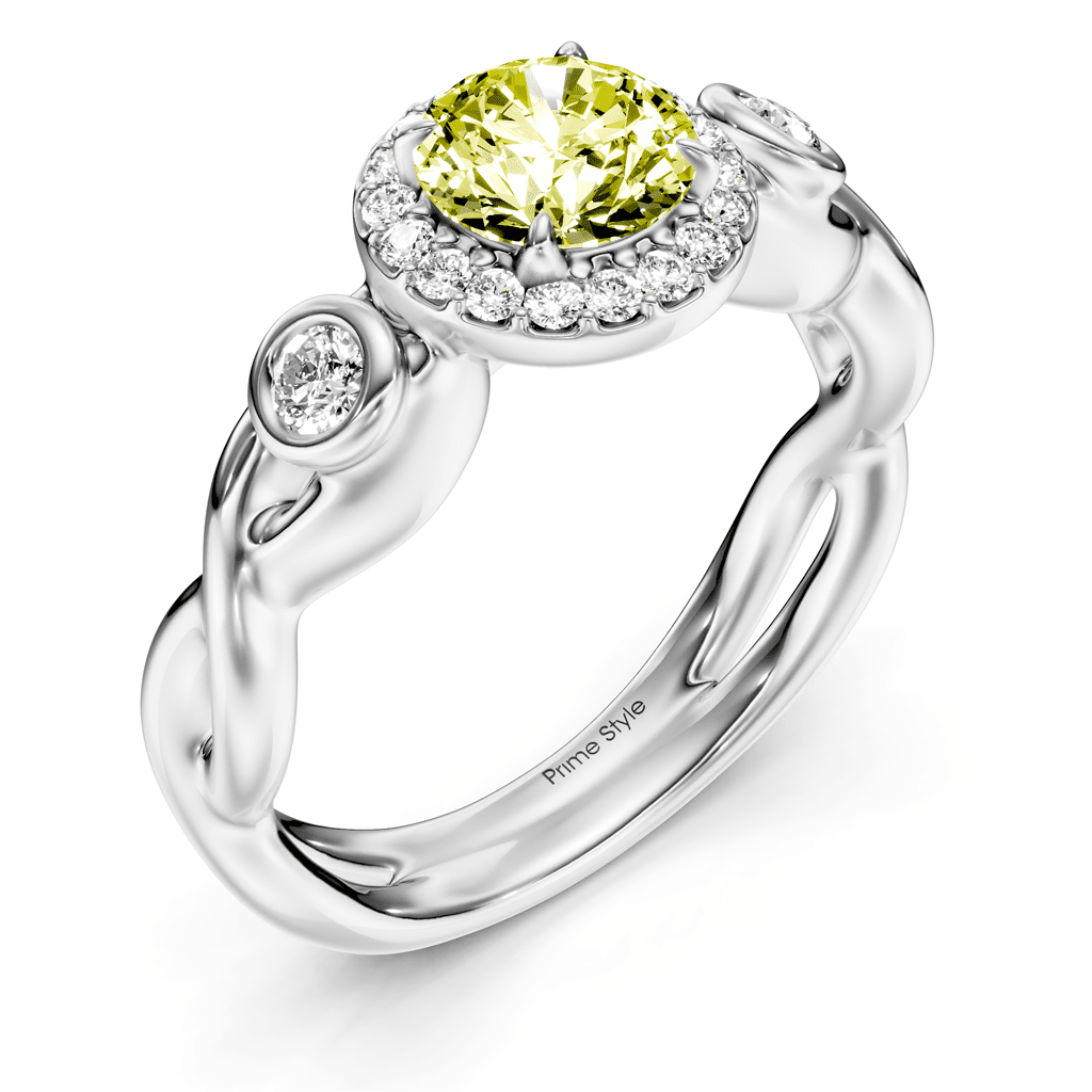 1.27 - 4.27 CT Round Cut Fancy Yellow Diamonds - Engagement Ring - Primestyle.com